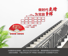 党员风采楼梯文化墙