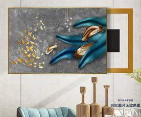 北欧现代轻奢羽毛电表箱装饰画