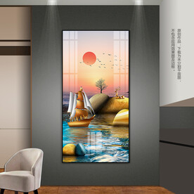 轻奢一帆风顺客厅玄关床头装饰画