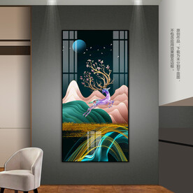 抽象山水画客厅卧室装饰画晶瓷画