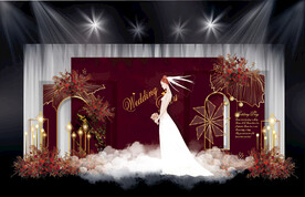 酒红色韩式婚礼效果图