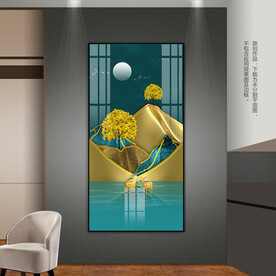 金色山水客厅床头装饰画玄关挂画
