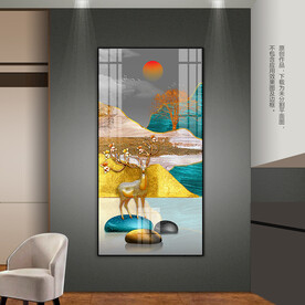 抽象玄关装饰画石来运转客厅挂画