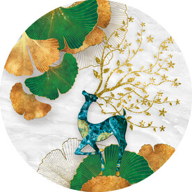 装饰画 晶瓷画 杏叶麋鹿