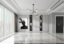 现代轻奢黑白灰客厅背景墙