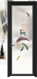 高清分层透明底平开门玻璃打印图