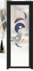 高清分层透明底平开门玻璃打印图