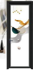 高清分层透明底平开门玻璃打印图