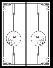 高清分层透明底推拉门打印图