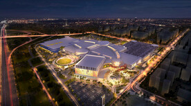 家居商场夜景鸟瞰图