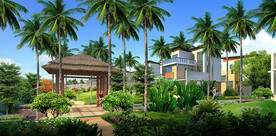 热带住宅小区景观亭效果图