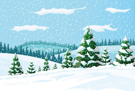 雪景插画 风景装饰画