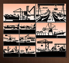 矢量海洋货运装卸系列