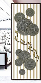 高清分层荷花鲤鱼玄关玻璃打印图