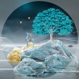 装饰画 晶瓷画 麋鹿