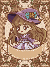 手绘卡通穆夏风魔法小女巫插画设