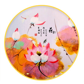 圆形画 荷花