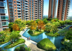 小区水景景观鸟瞰图