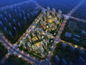 夜景住宅鸟瞰图