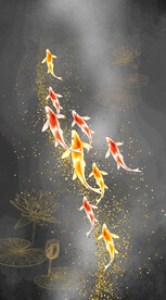 装饰画 晶瓷画 金鱼