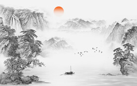 中式山水背景墙