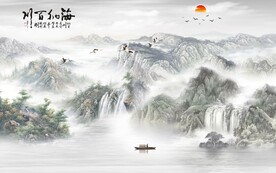 国画高端背景山水 TIF分层