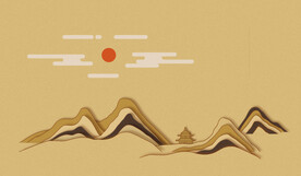 山水复古国潮水墨海报背景