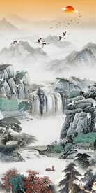 中式国画山水画富春山居图