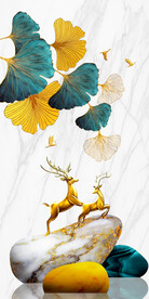 装饰画 晶瓷画 石头杏叶