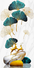 装饰画 晶瓷画 石头麋鹿