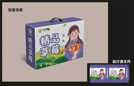 水果草莓包装效果图+平面图 