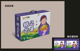 水果芒果包装效果图+平面图 