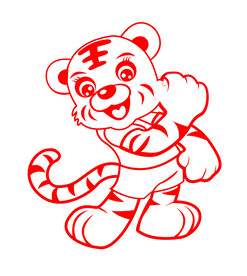 虎年窗花剪纸卡通老虎