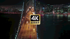 航拍跨海大桥夜景