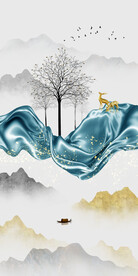 晶瓷画 抽象画 飘带