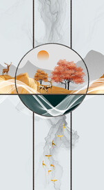 晶瓷画 山水画 抽象线条