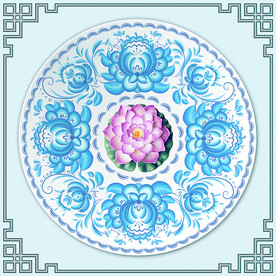 中式花纹吊顶壁画