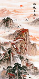 鸿运当头山水画