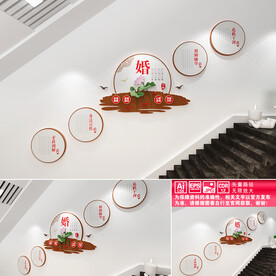 幸福婚姻家庭驿站楼道文化墙