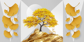 晶瓷画 抽象画 杏叶