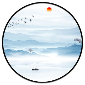 中式意境水墨山水画