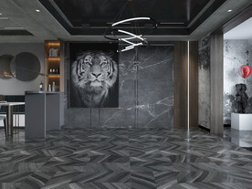 黑白灰老虎客厅背景墙