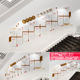 英模风采楼道文化墙