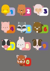 卡通动物儿童数字认知牌