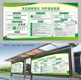 绿色森林草原防火知识宣传栏展板