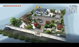 中式别墅园林绿化效果图
