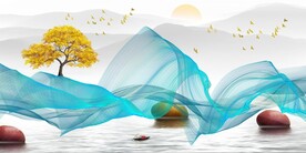 晶瓷画 线条抽象画 石头