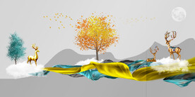 晶瓷画 新中式 麋鹿