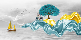 晶瓷画 抽象画 飘带