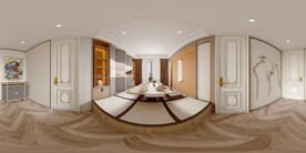 中式书房茶室全景效果图